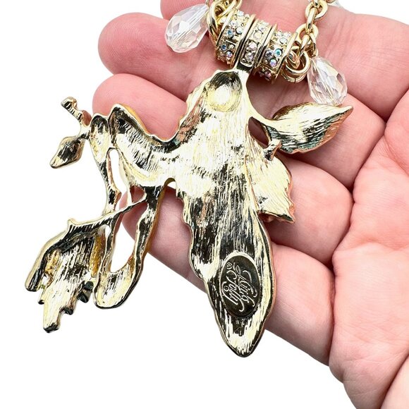 Kirks Folly Womens Necklace Crystal Magnetic Enhancer Fairy Pink Gold Tone - Picture 3 of 3